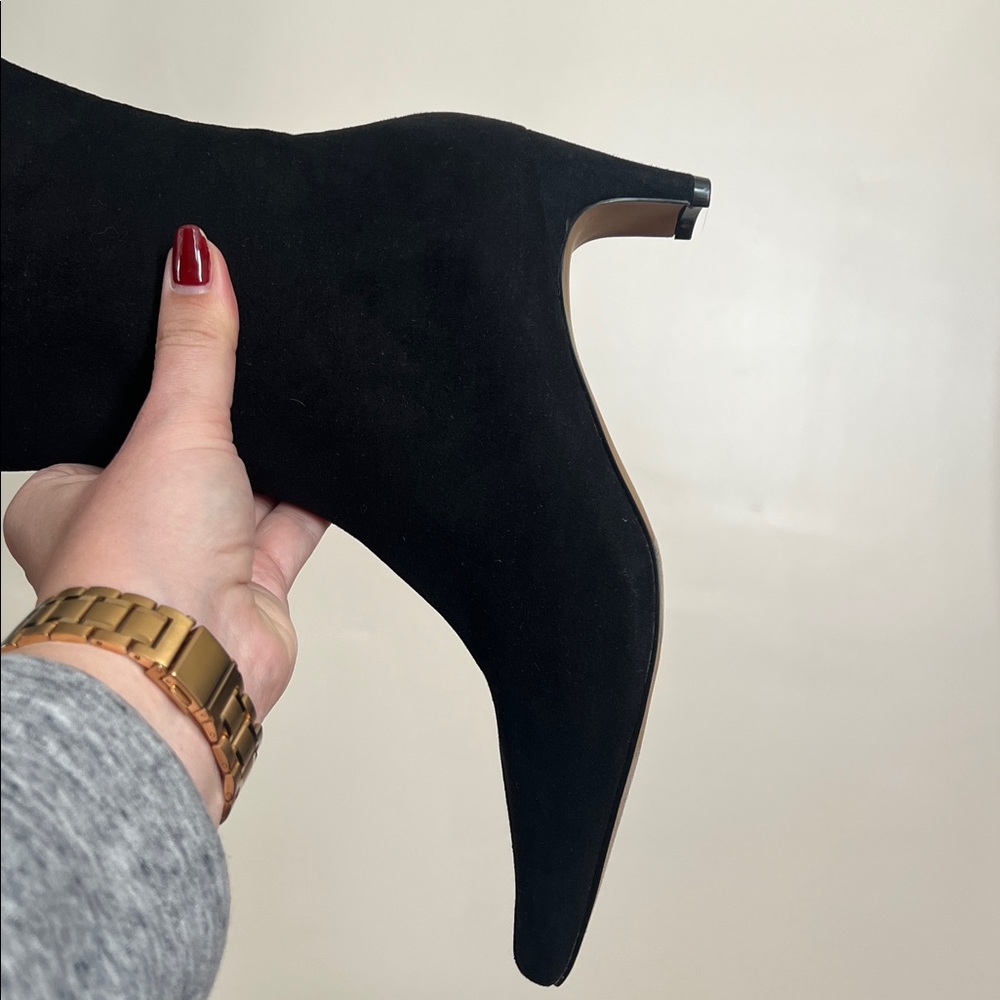 LOFT Elegant Black Knee-High Women's Boots Faux Suede Pointy Toe Multiple Sizes - Picture 5 of 10